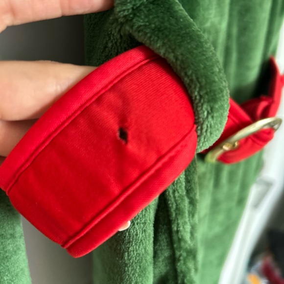 Women’s Green and Red Elf Christmas Onesie Pajama with Belt and Hood| Size Small - Picture 8 of 10